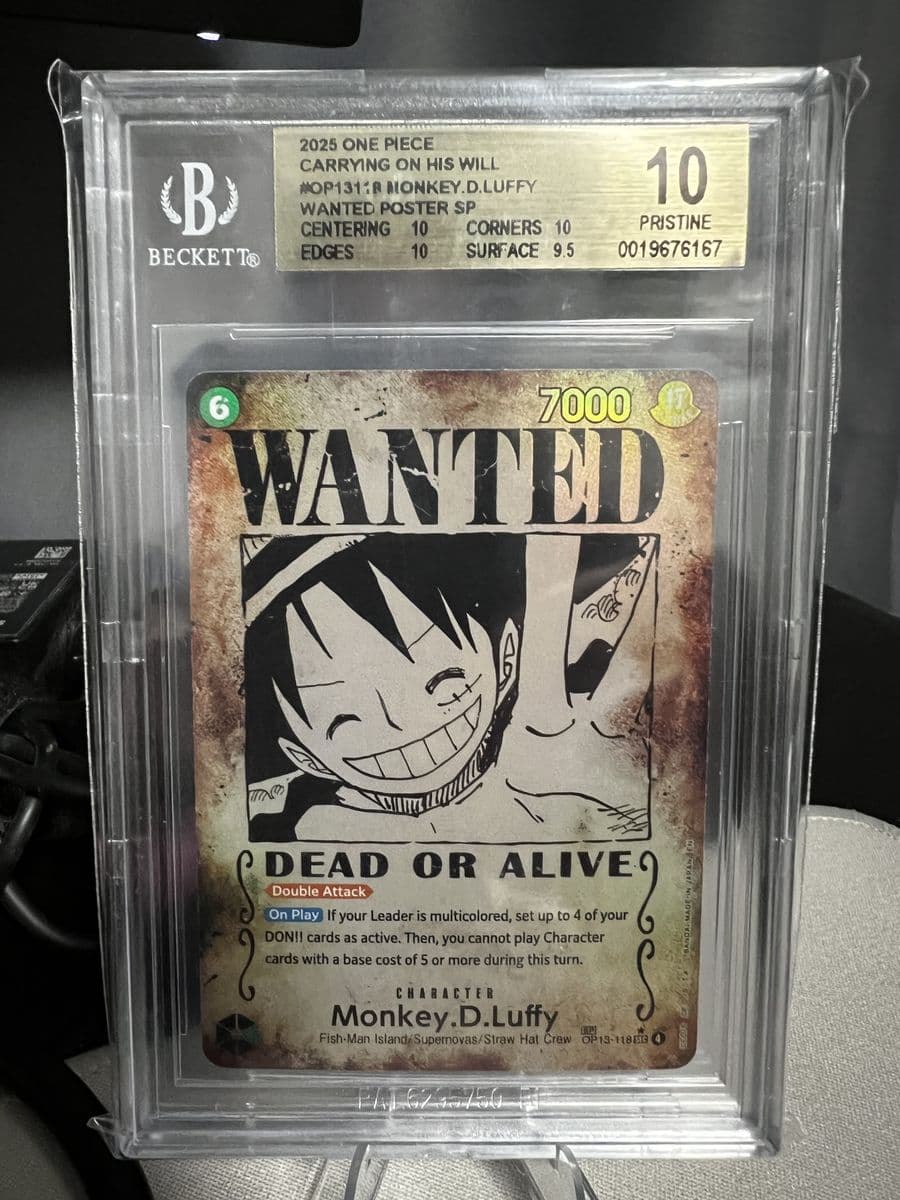 Beckett 10 Gold 2025 One Piece Carrying On His Will #OP13-118 Monkey D. Luffy Wanted